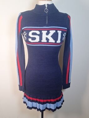 Freshman 1996 Pleated Knit Mini Ski Dress Size XS